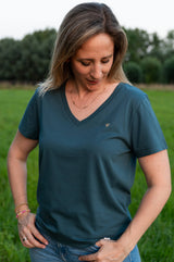 Love - V-hals t-shirt - Petrol