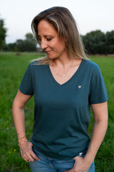 Love - V-hals t-shirt - Petrol