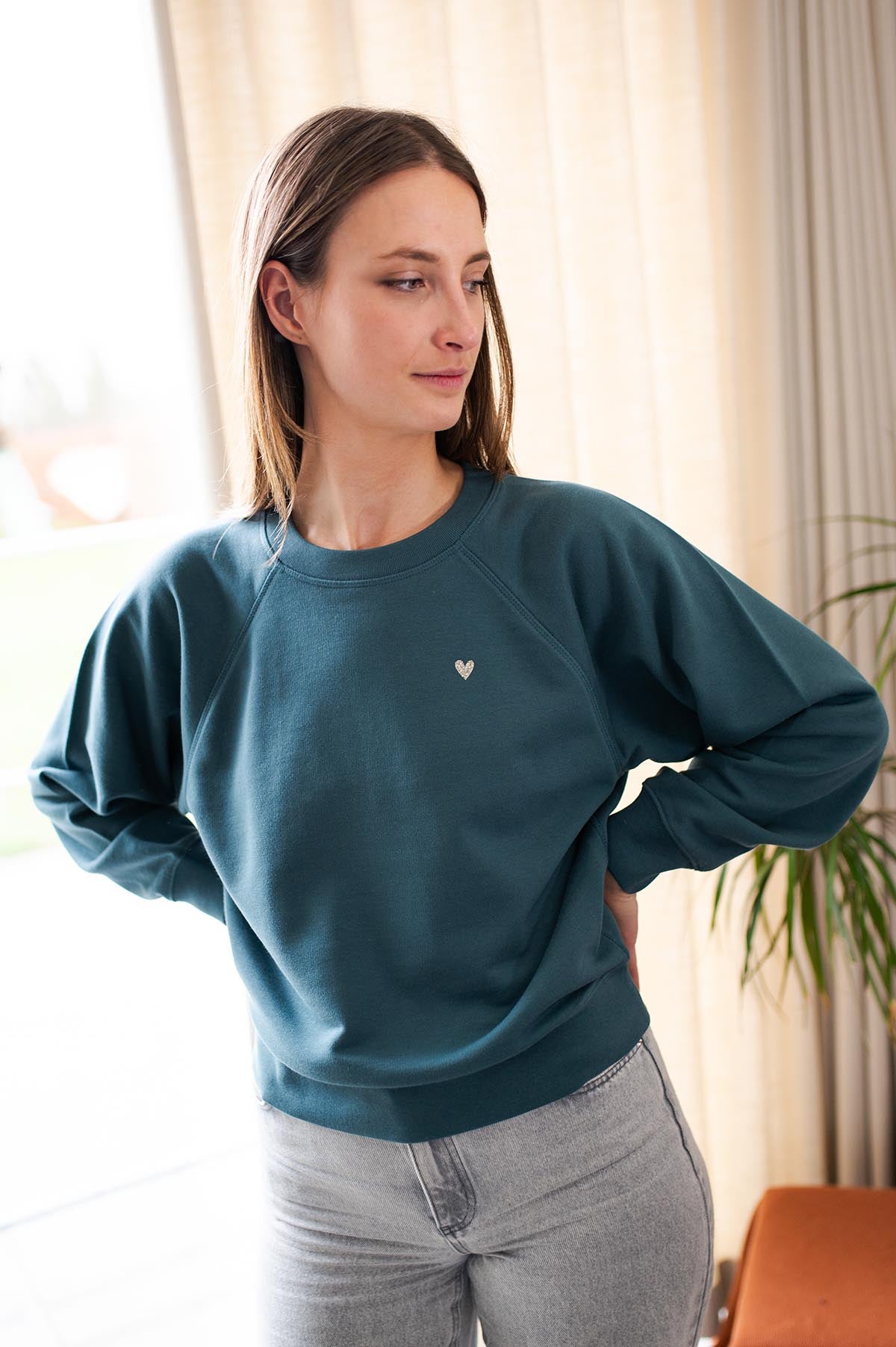 Love sweater - Groenblauw