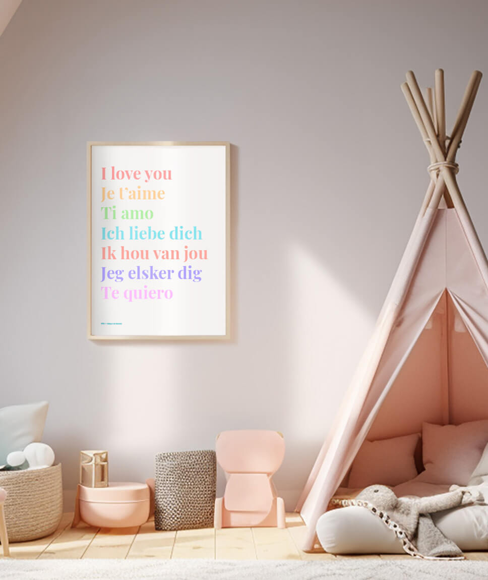 i love you poster - Mangos on Monday - rainbow - interior