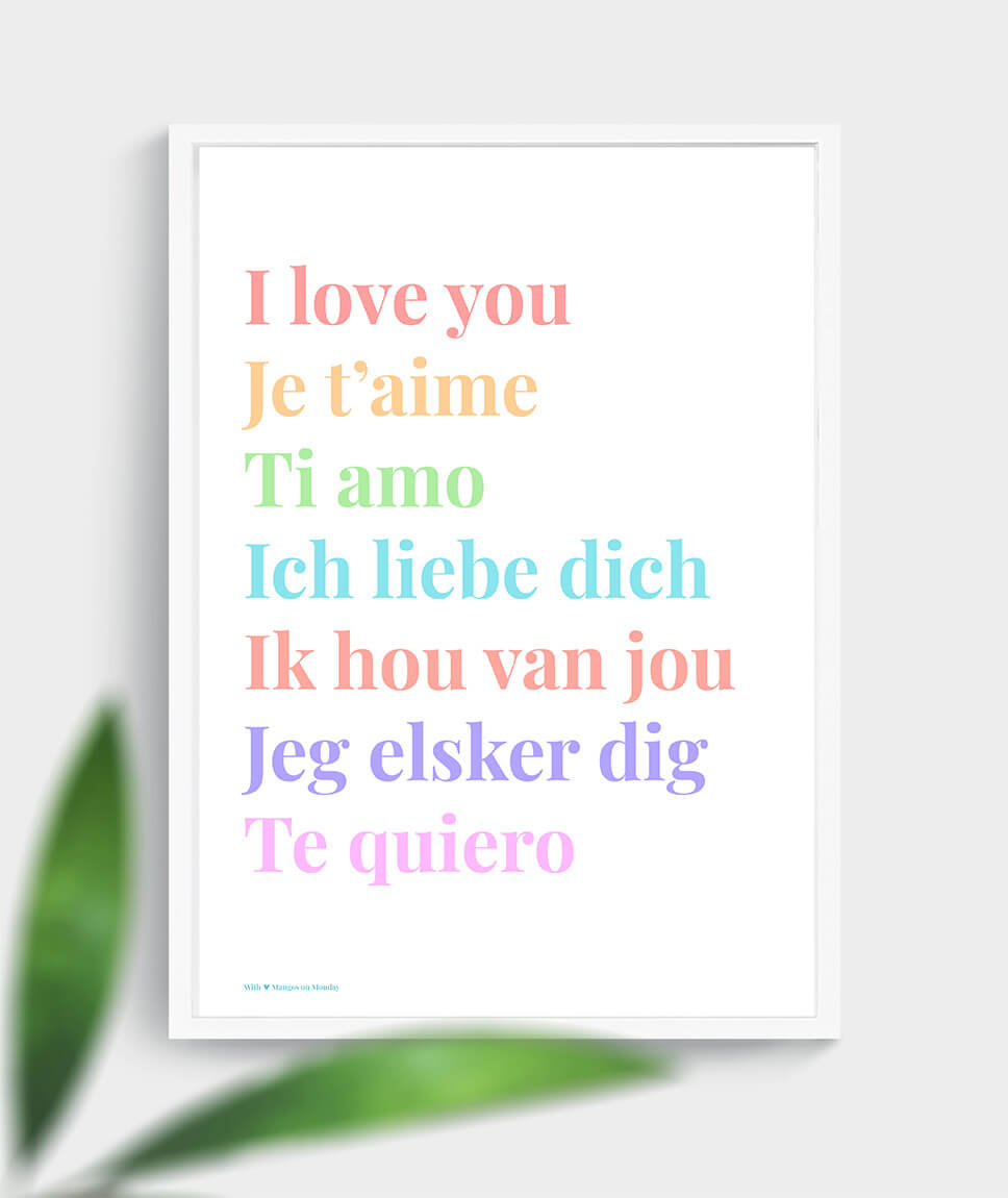 i love you poster - Mangos on Monday - rainbow - web