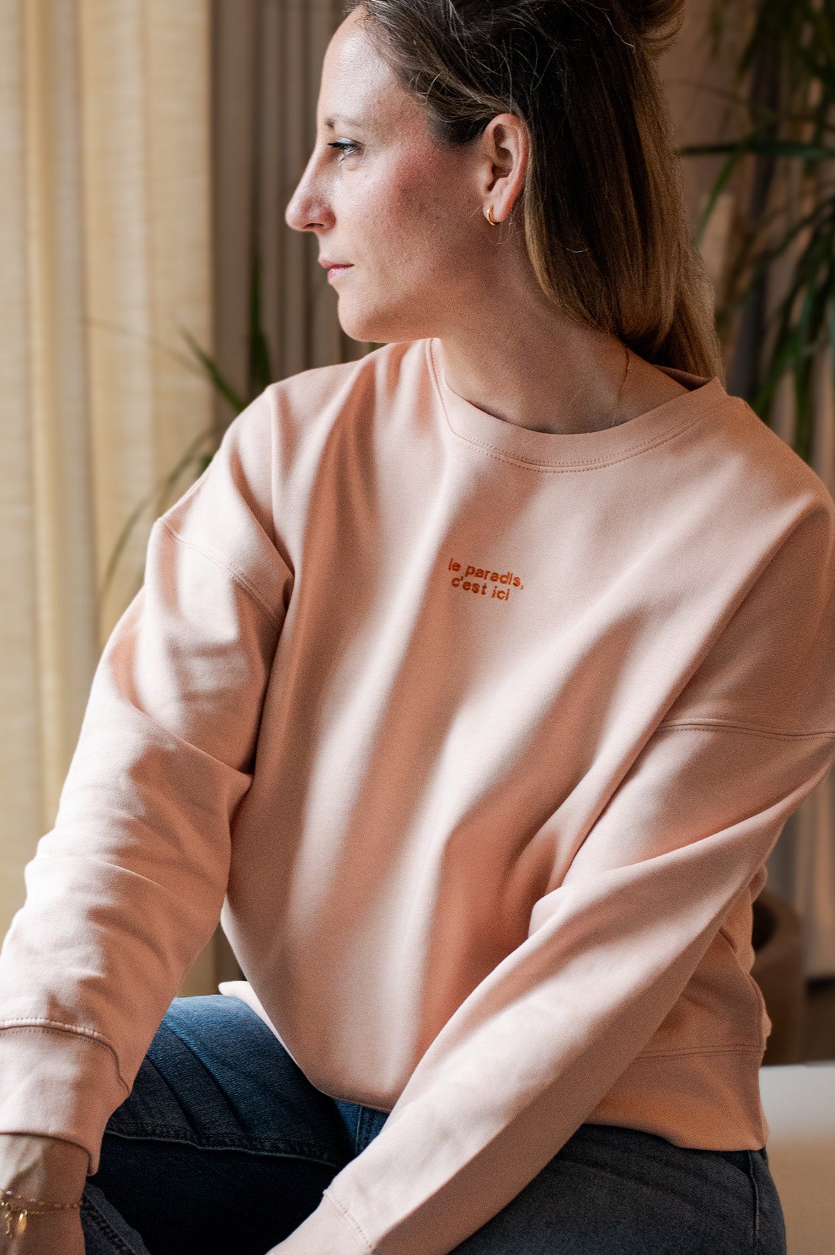 le paradis, c'est ici - sweater - peach - Mangos on Monday